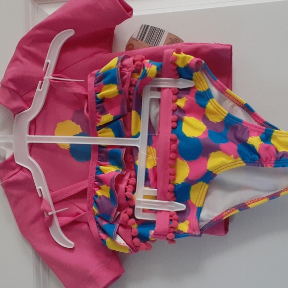 🏖 Cute Girls 3Pc Swimsuit with 50 UPF - Picture 1 of 6